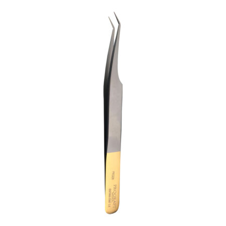 Fue Curved Flat Tip Forceps Gold