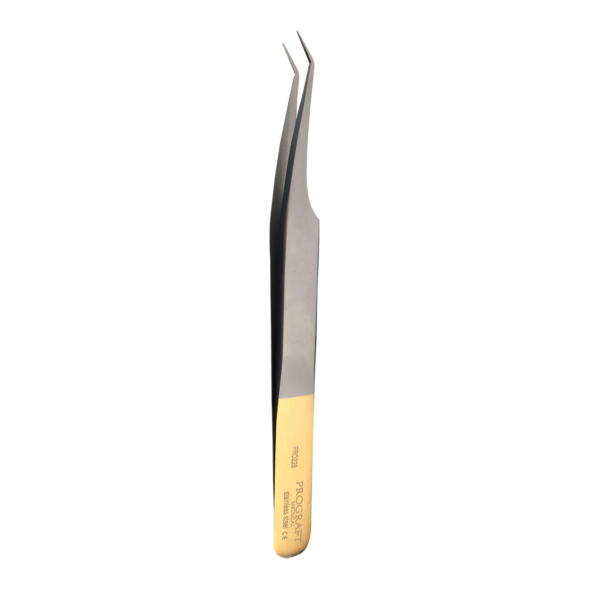 Fue Curved Flat Tip Forceps Gold