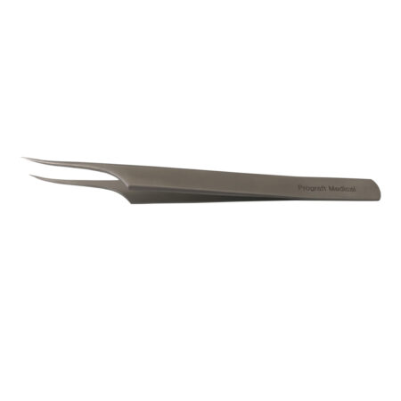 Fue Curved Flat Tip Forceps Silver