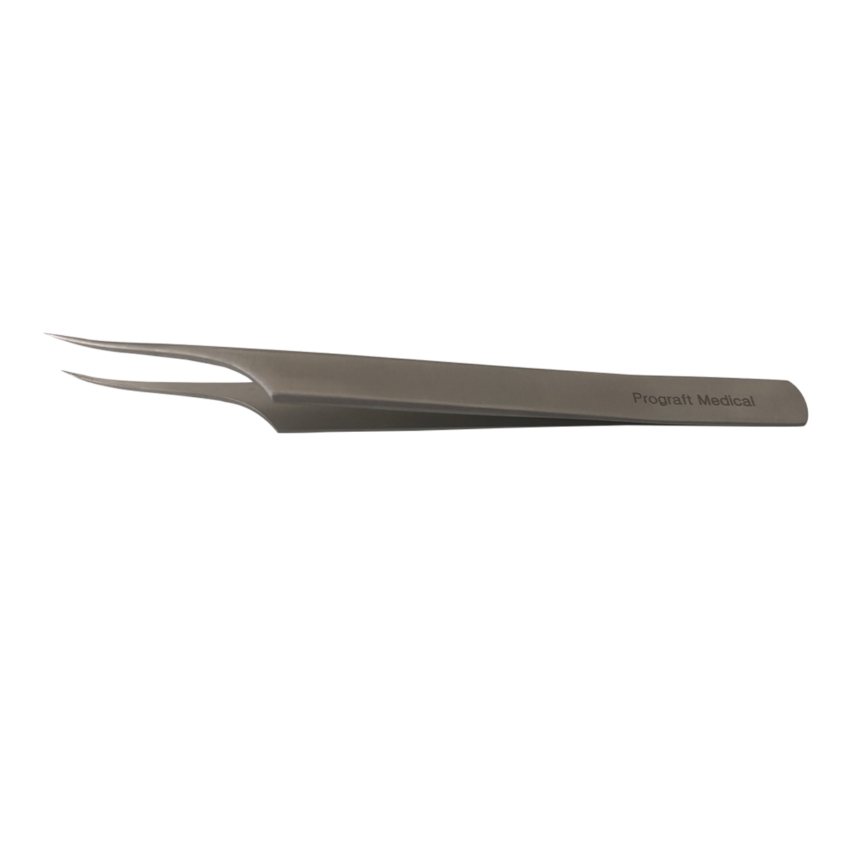 Fue Curved Flat Tip Forceps Silver